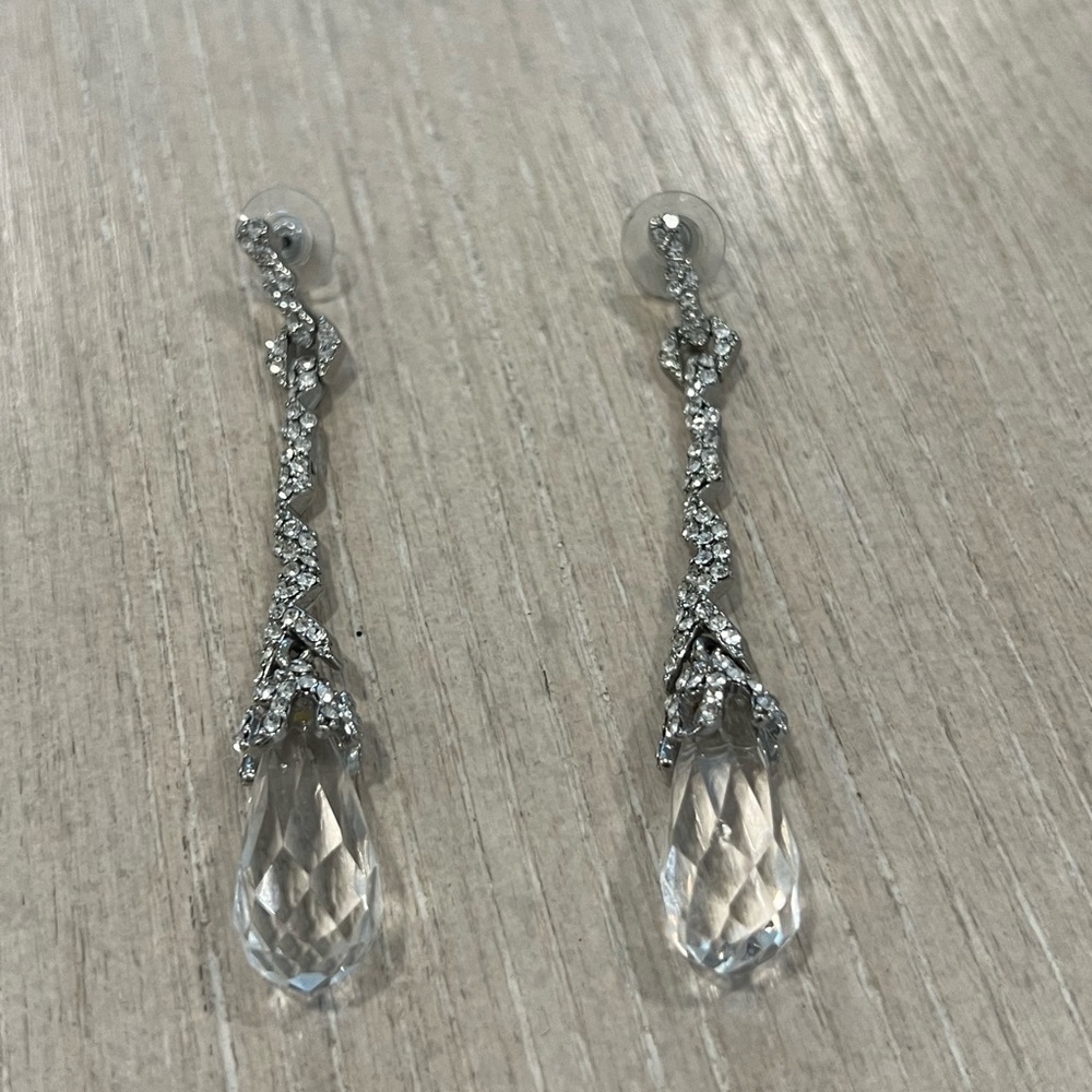 Lorenzo Pear Lab-Created White Sapphire Drop Sterling Silver Earrings